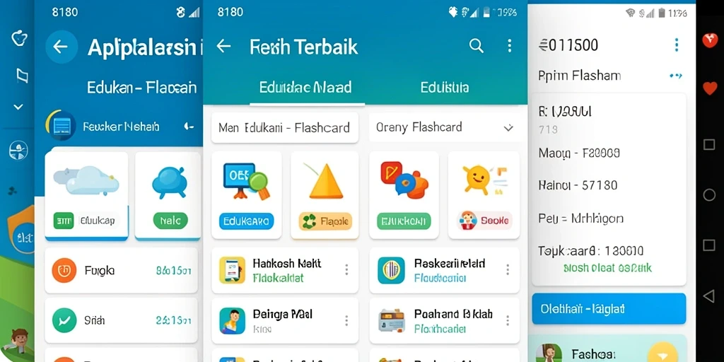 Tampilan antarmuka pengguna aplikasi Flashcard 8180 yang menarik dan interaktif.