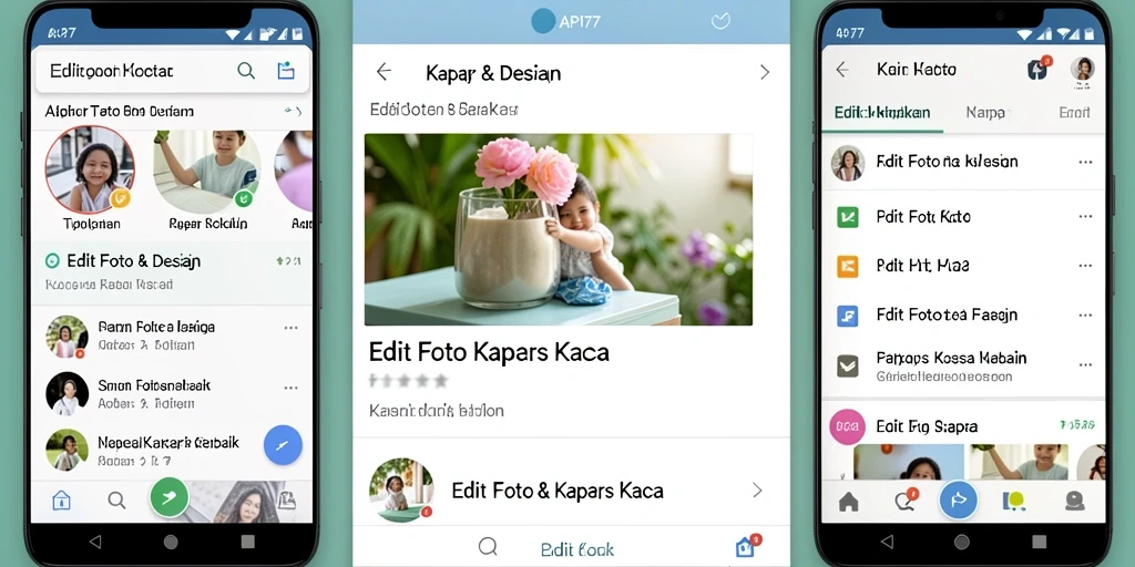 Antarmuka intuitif API77 untuk edit foto kertas kaca.
