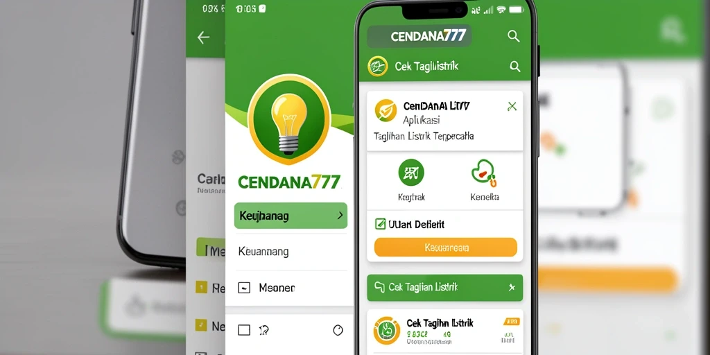 Antarmuka aplikasi CENDANA777 untuk cek tagihan listrik.