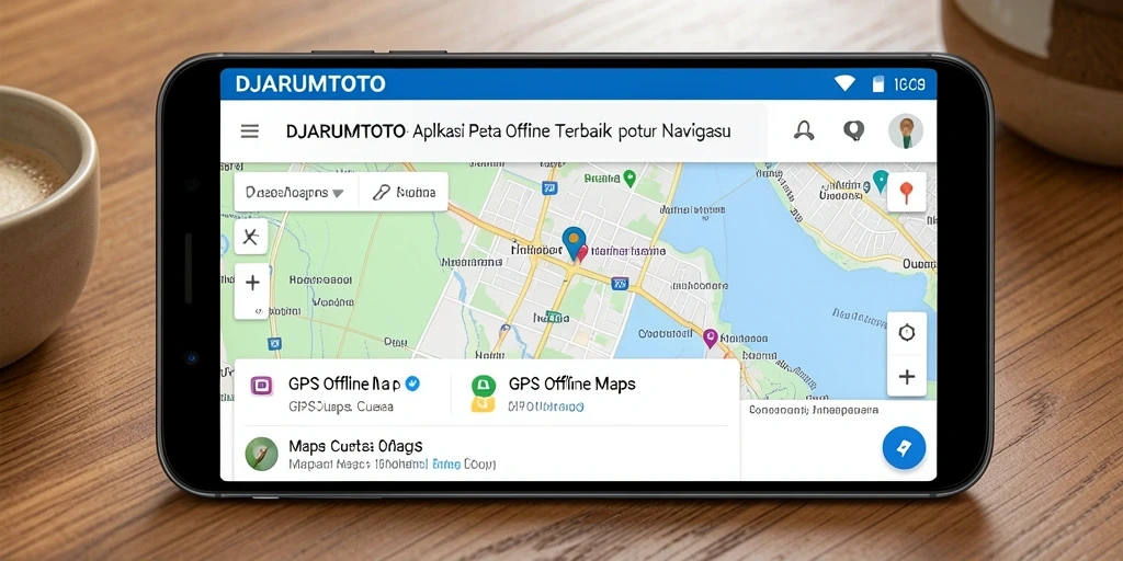 Antarmuka aplikasi DJARUMTOTO menampilkan peta navigasi offline yang jelas dan mudah digunakan.