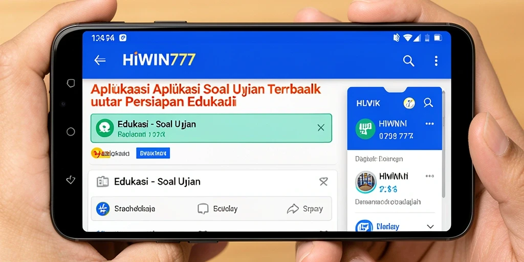 Tampilan antarmuka pengguna HIWIN777 untuk soal ujian yang interaktif.