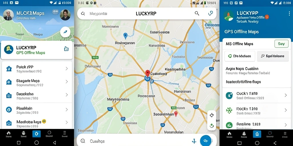 Tampilan antarmuka LUCKYRP dengan fungsi GPS Offline Maps yang ramah pengguna.