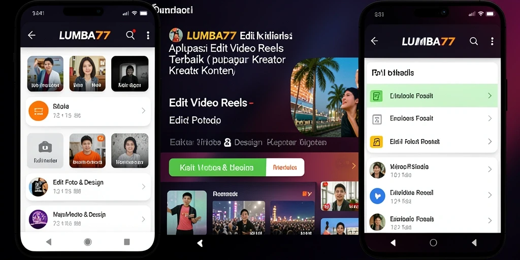 Tampilan antarmuka aplikasi LUMBA77 yang modern dan user-friendly.