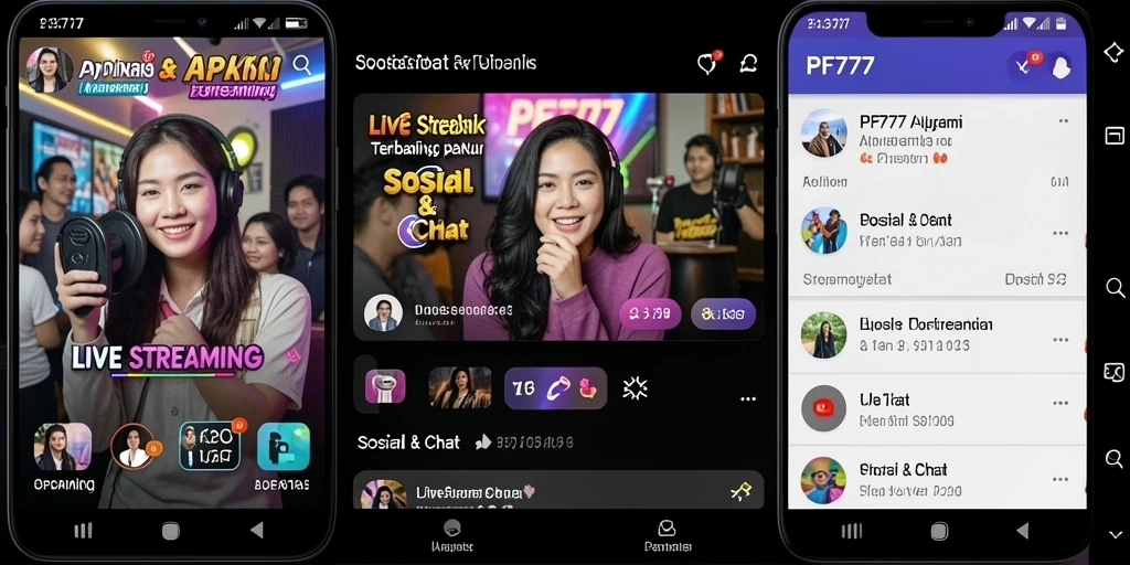 Tampilan antarmuka PF777 yang interaktif dan menarik untuk Live Streaming.